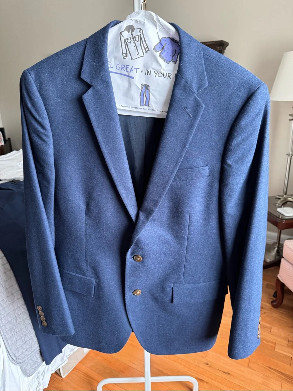 J. Crew Flex Wool Men's Navy Blue Two-Piece Suit Blazer & Trousers